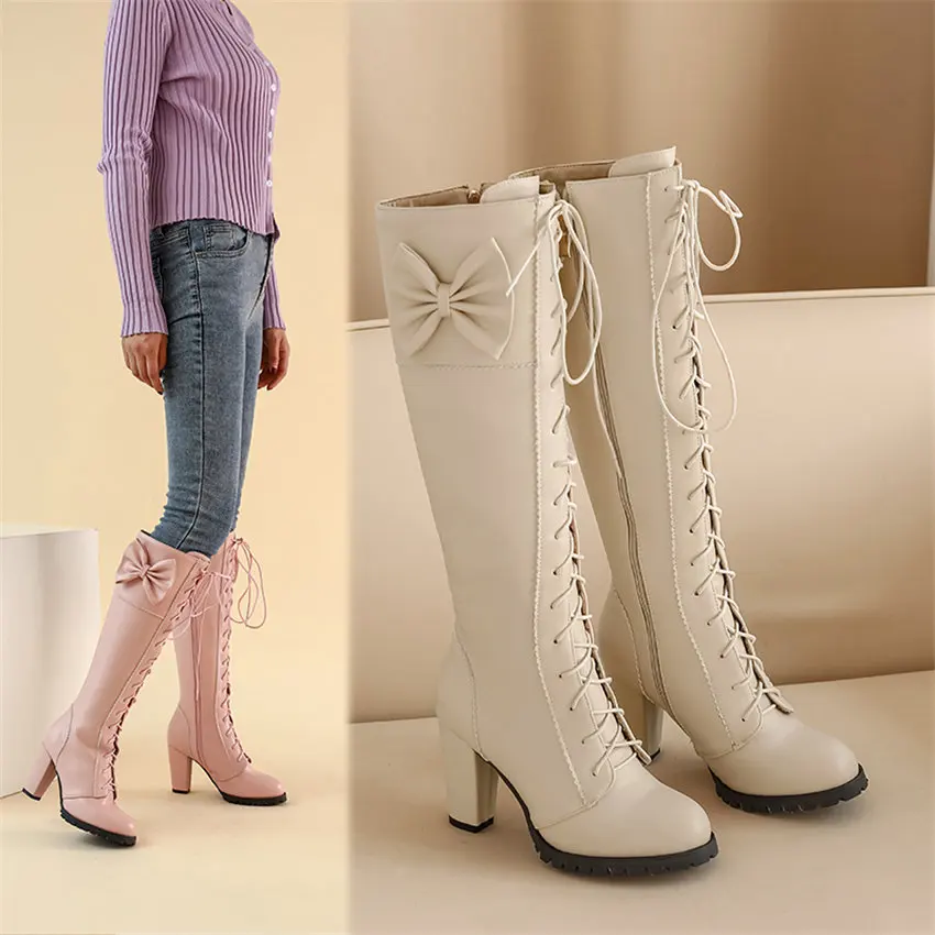 Sweet Bowtie Lolita Knee-high  - Riding Boot Short のレビューと価格
